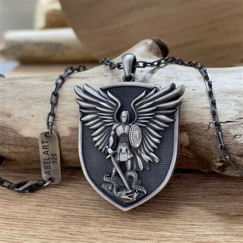 silver archangel michael pendant|engravable st michael pendant.